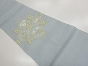 絽蜀江文に花葉模様織出し袋帯